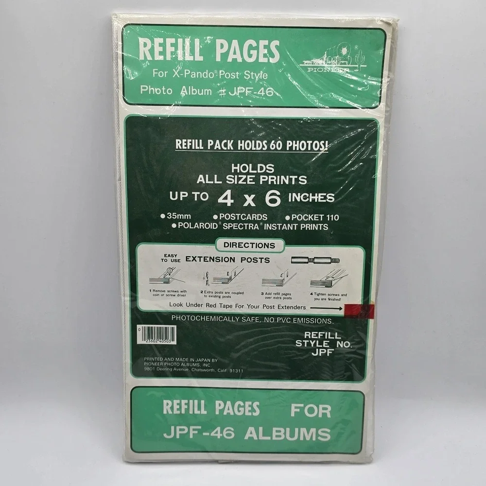 Pioneer‎ Photo Album Refill Packs for JPF-46 Albums, Holds 60 Photos, New
